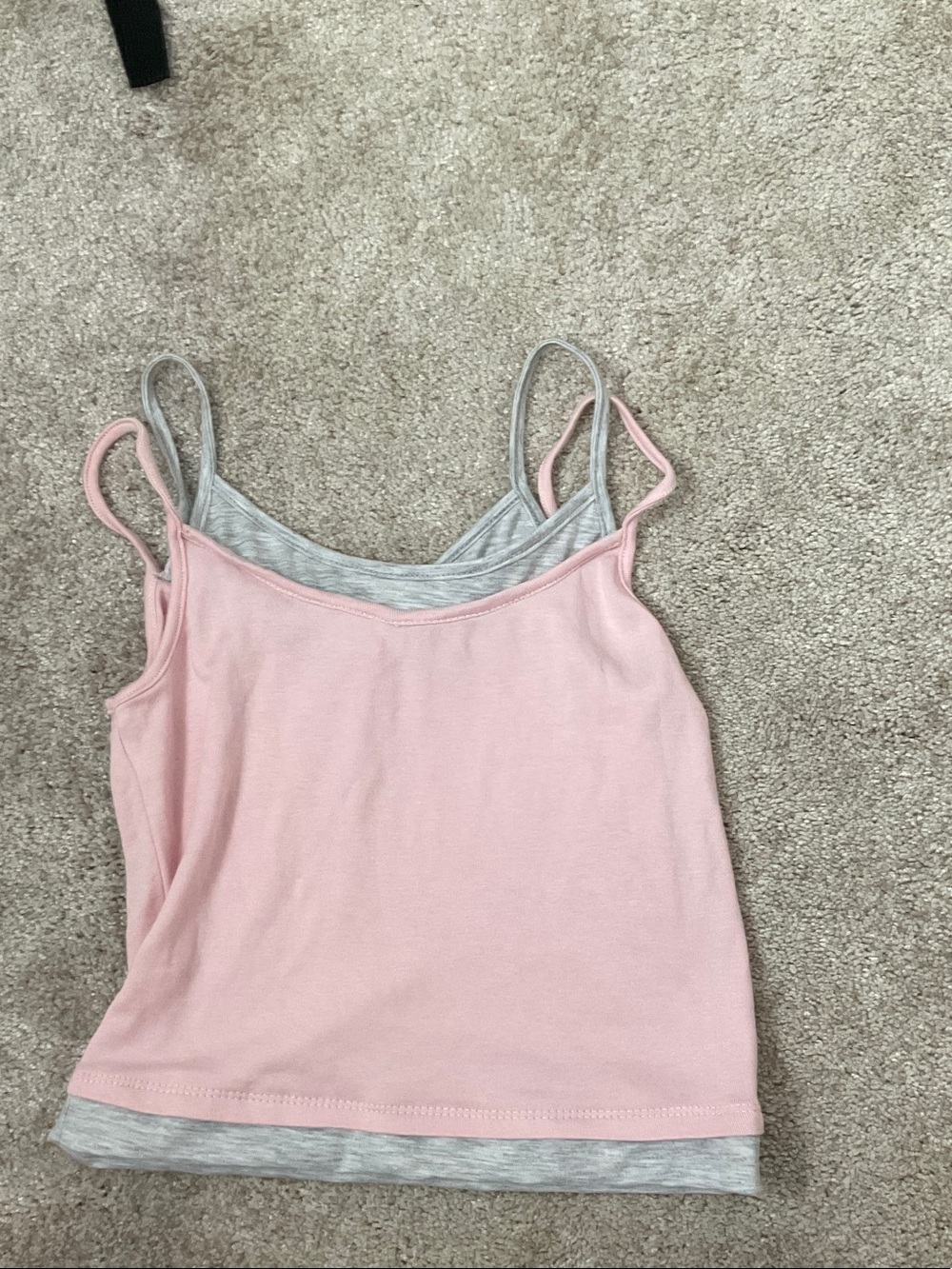 Full Tilt Pink Layered Double-Strap Camisole with Gray Inner